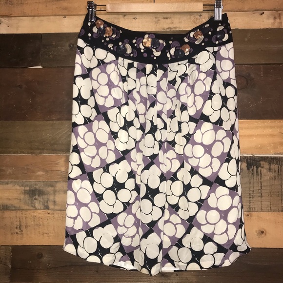 Anthro Floreat Silk Embroidered Beaded Sequin Bubbles Skirt - Picture 2 of 10